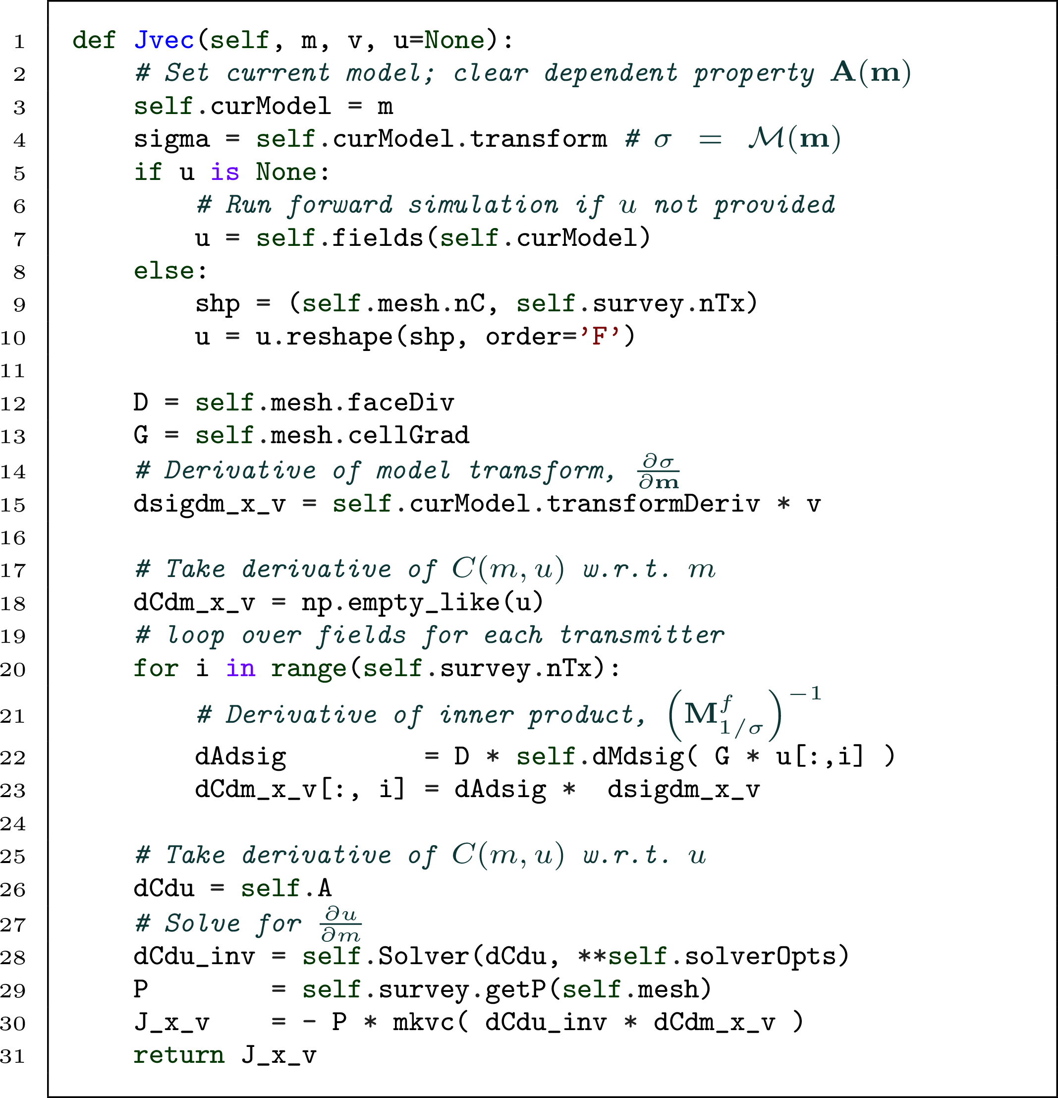 Sensitivity times a vector method for the DCProblem.