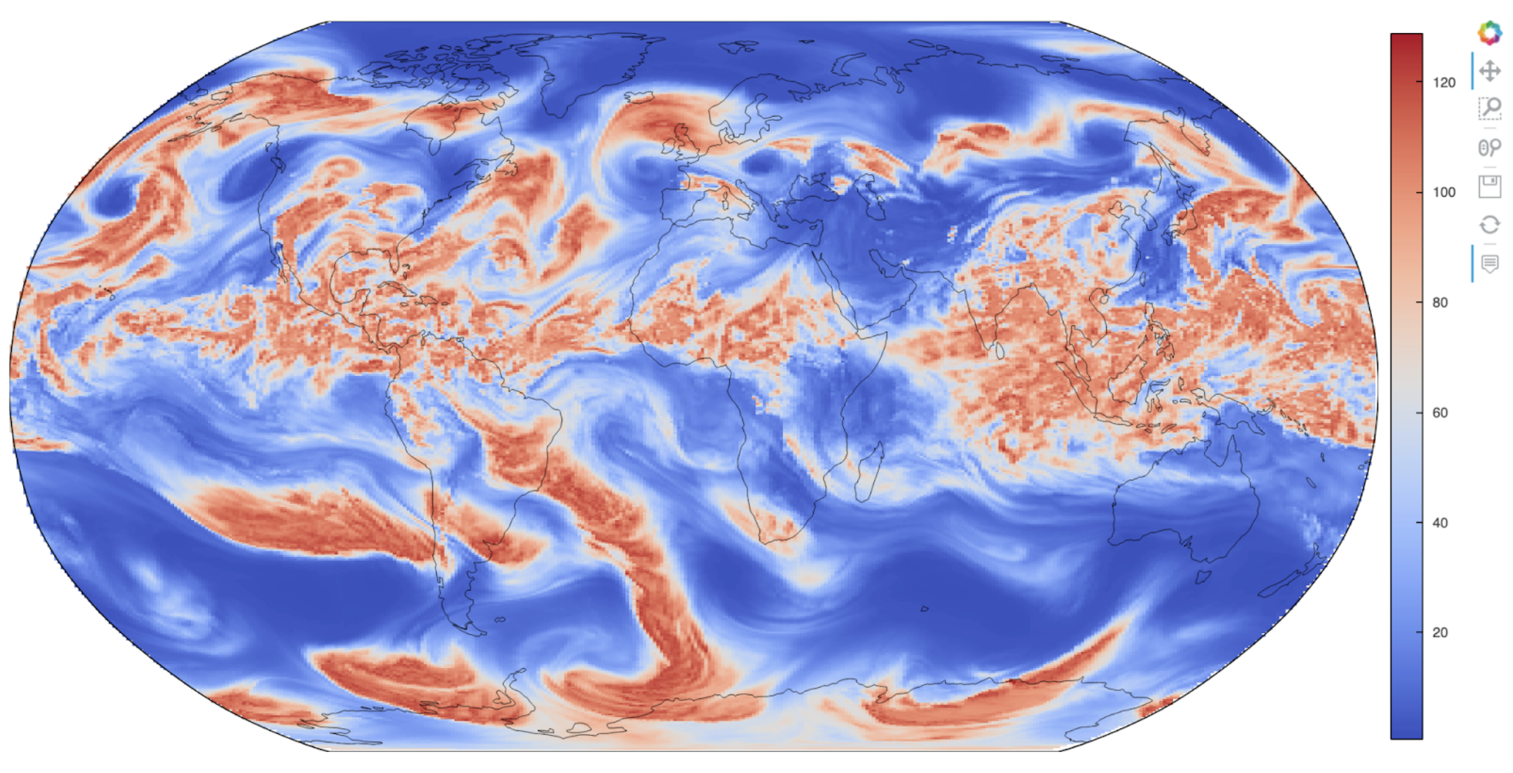 The interactive plot interface from the MPAS visualization
notebook in GeoCAT-examples