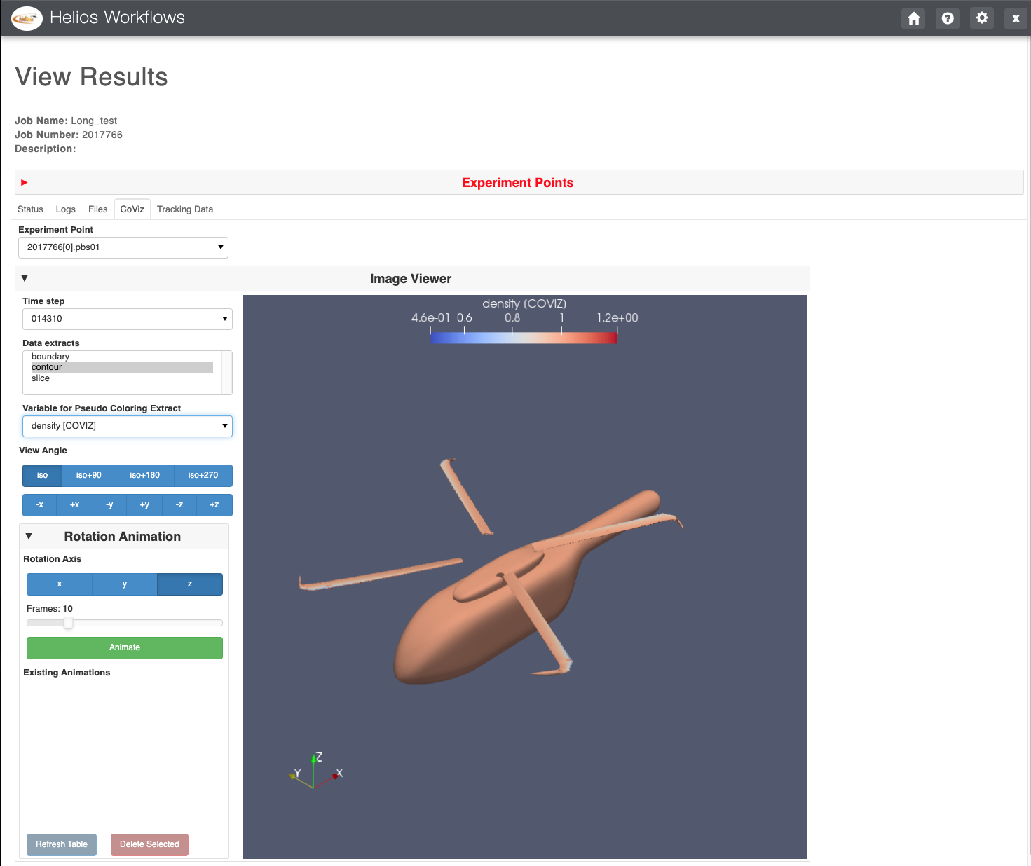 Isosurface visualization from a Helios Speed Sweep run.