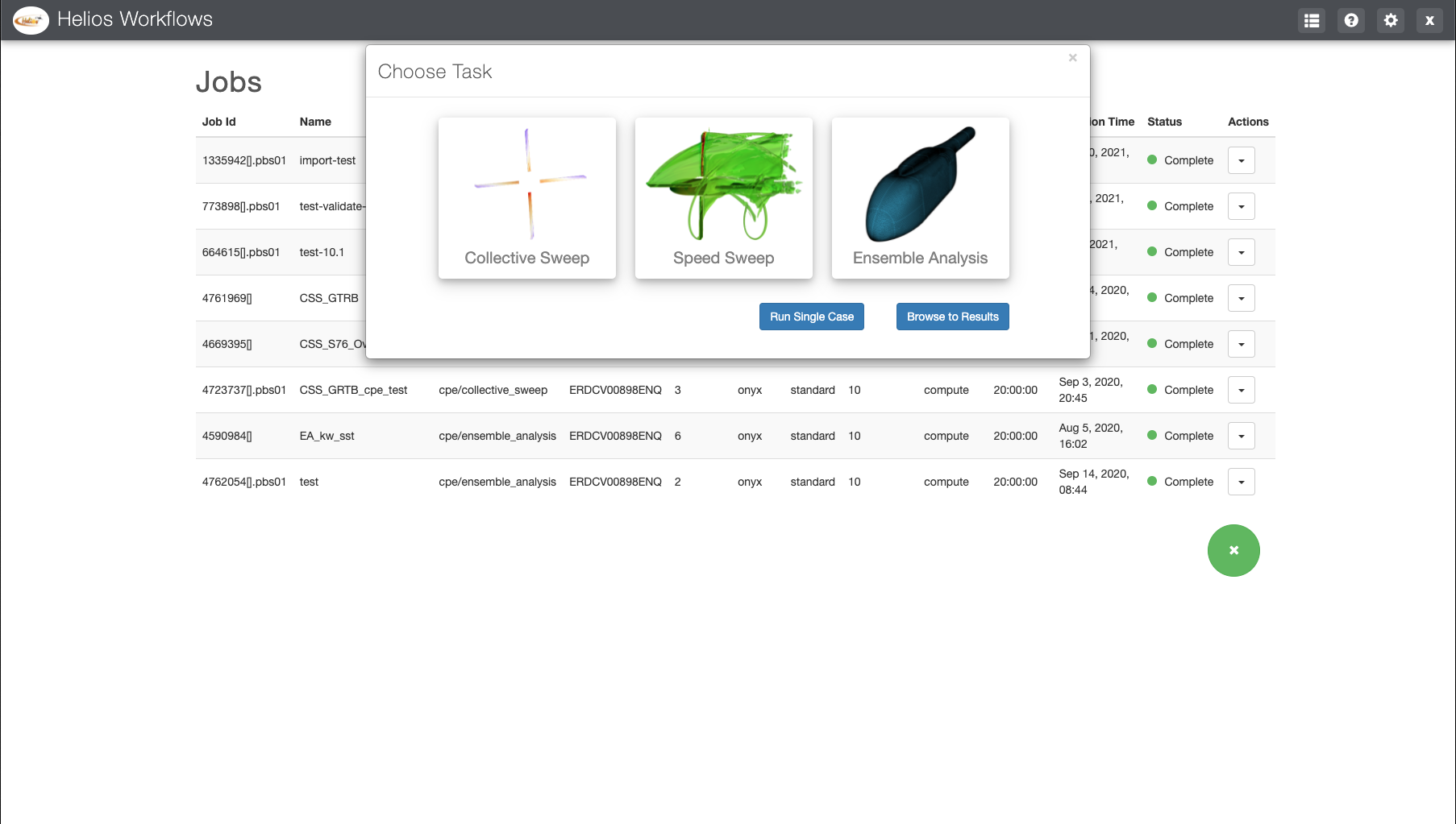 The Helios Tethys App is the framework for launching each of the three Panel-based Helios parameter sweep workflows.