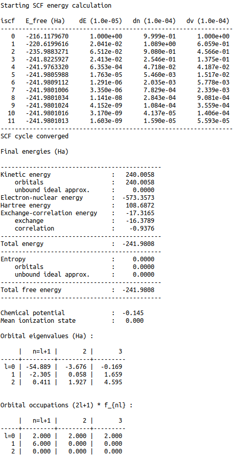 Auto-generated print statement from calling the ISModel.CalcEnergy function