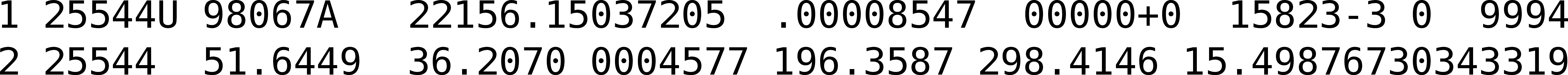 Two-Line Element set (TLE) for the ISS (retrieved on 2022-06-05)