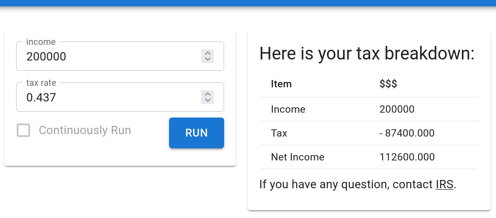 An app with output panel customized by print and return. Source code in .