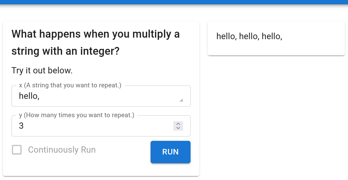 An app with input panel customized by Docstrings.