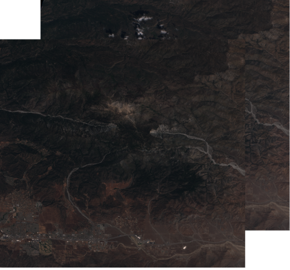 Example of a pre and post-wildfire RGB image pair of a forested area downloaded using GEE’s Python API.