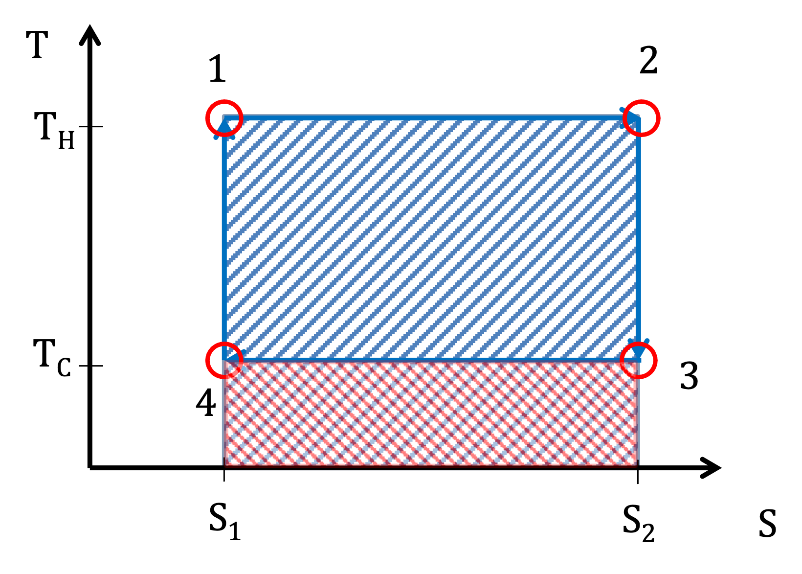 Heat input vs work output for the Carnot Cycle.