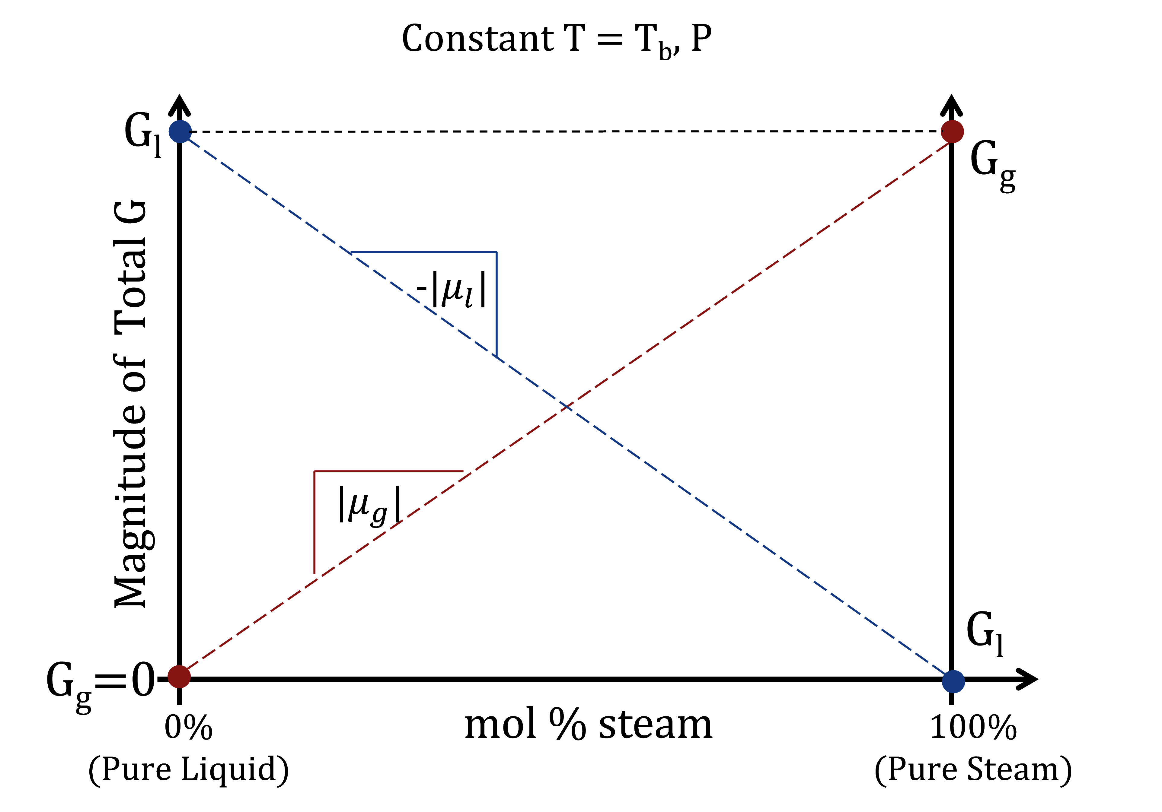 Magnitude of Gibbs free energies during boiling.