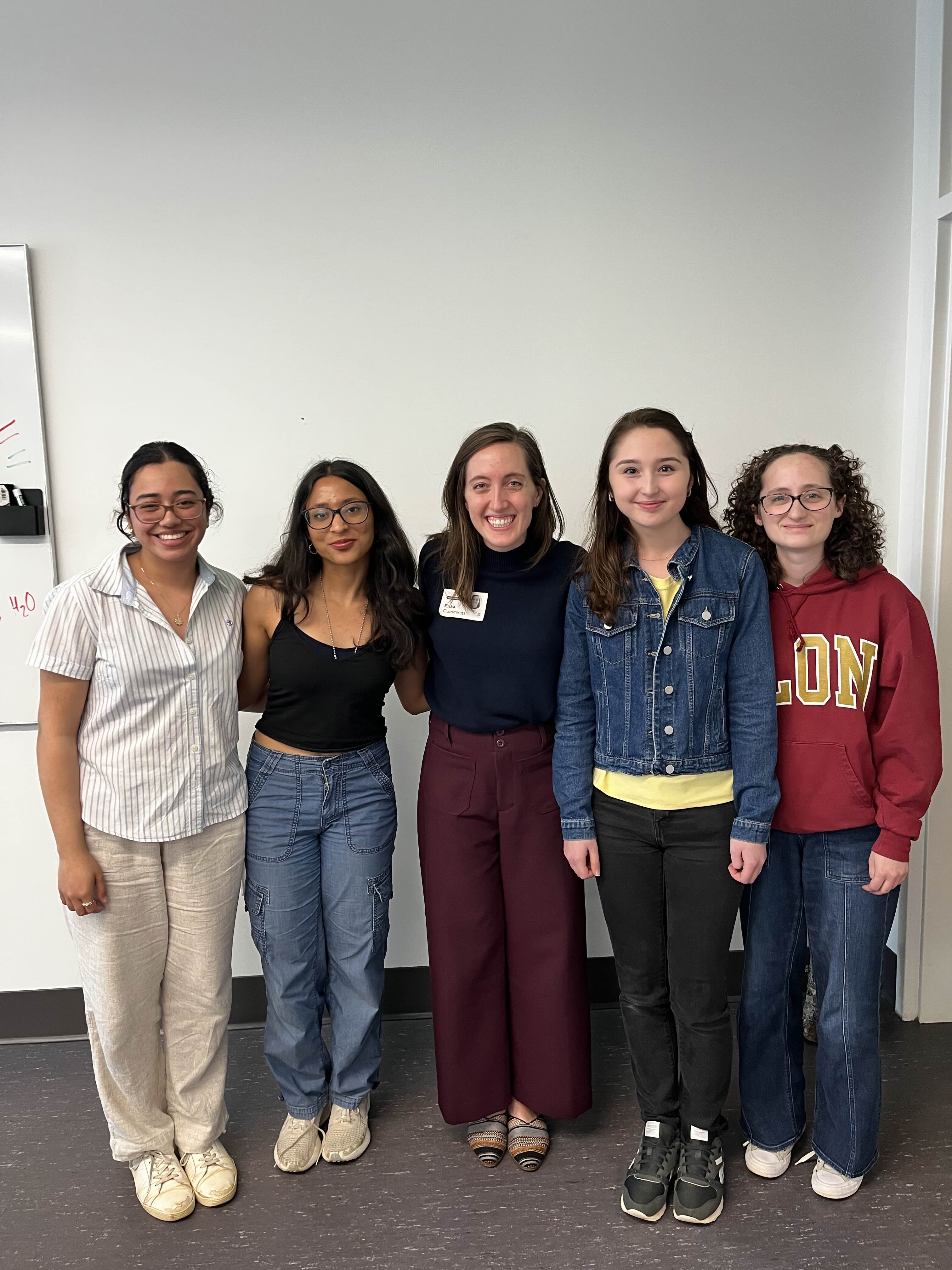 Adrija Sarkar, Navya Bansal, Mrs. Erika Cummings, Leyla Urmanova, and Laira Lee (from left to right) on March 25th.