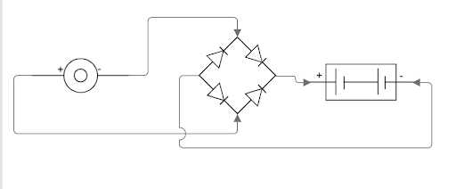 The wiring diagram for the capacitor charging circuit with a rechargeable battery.