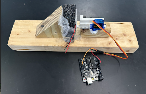 The servo motor and linear actuator setup.