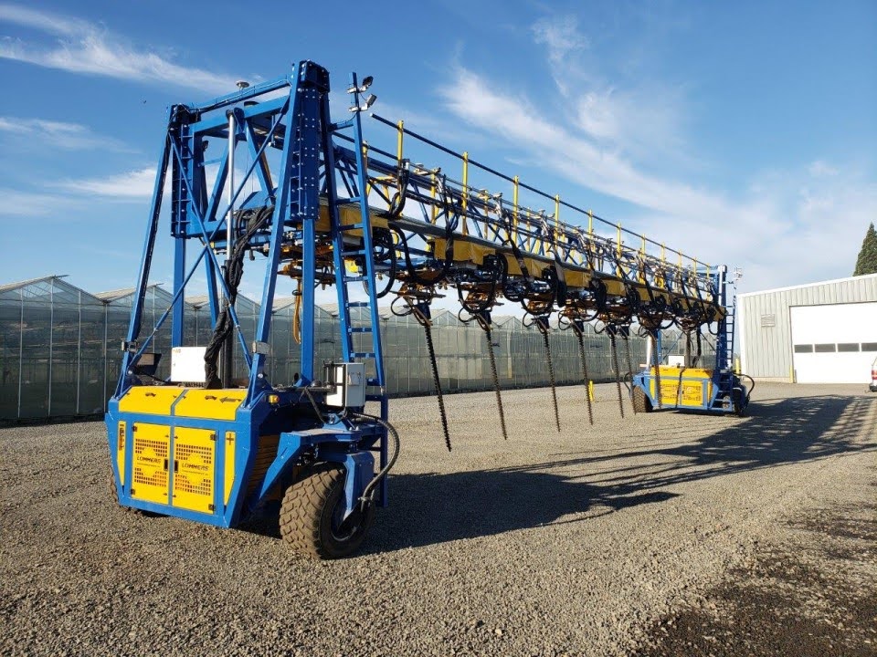 The derived centroids of the objects detected in drone orthomosaics are used to automate this nursery trimmer.