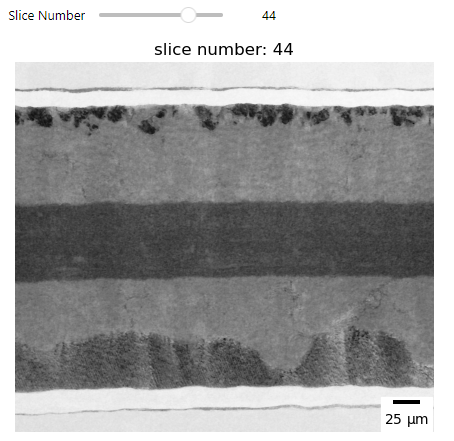 2D slice-and-view of automated laser coin cell crosssection Cryo-SEM images.