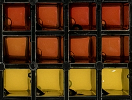 Bulk color change, overnight incubation. Top row: DevCells induced with 5µM AHSL. Middle row: DevCells not induced. Bottom row: LUVs alone induced with 5µM AHSL.