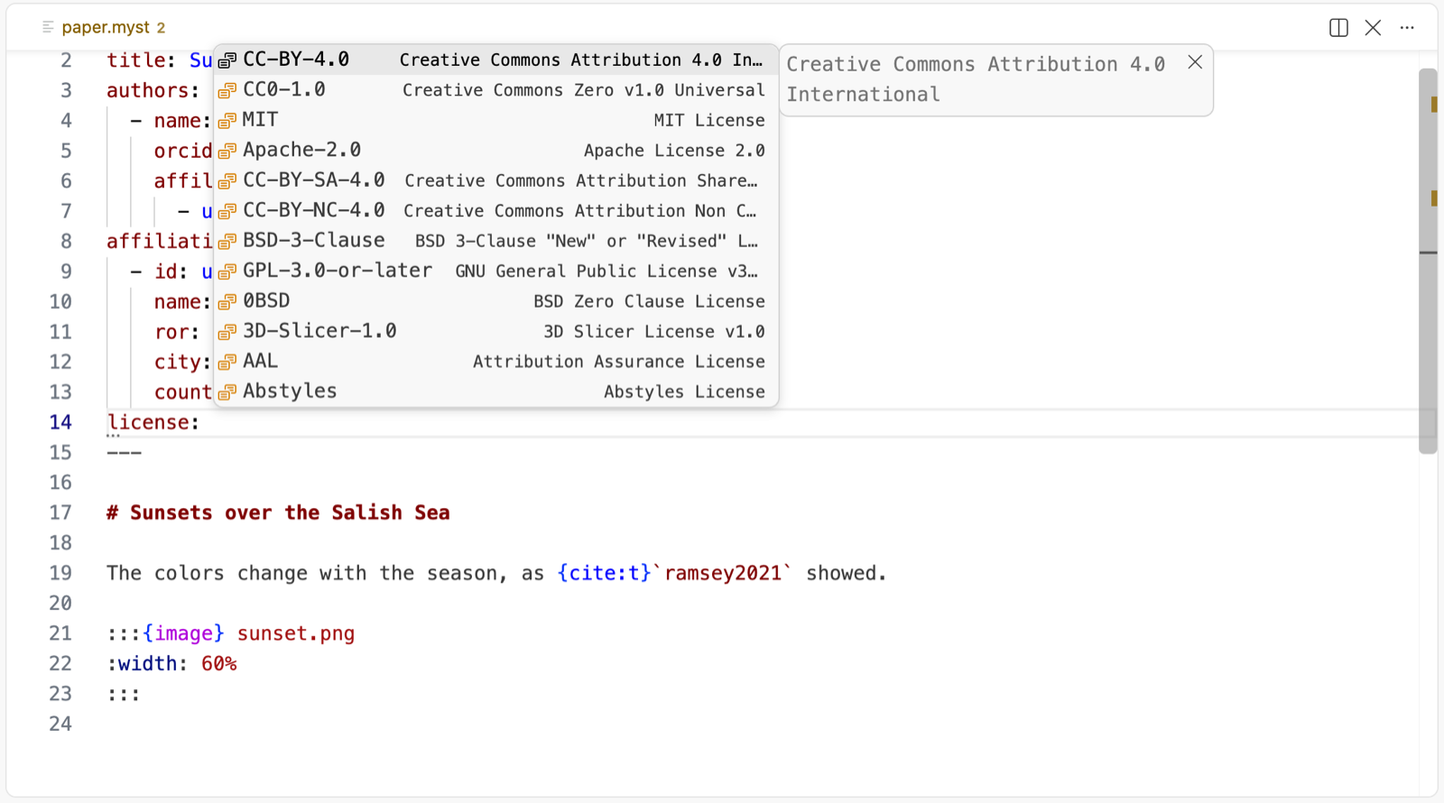 SPDX licenses after license:, the common ones first.